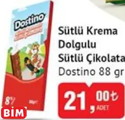 DOSTİNO  SÜTLÜ KREMA DOLGULU  SÜTLÜ ÇİKOLATA